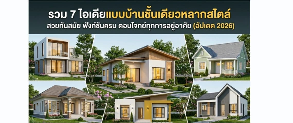 รวม 7 ไอเดียแบบบ้านชั้นเดียวหลากสไตล์ (อัปเดต 2026)